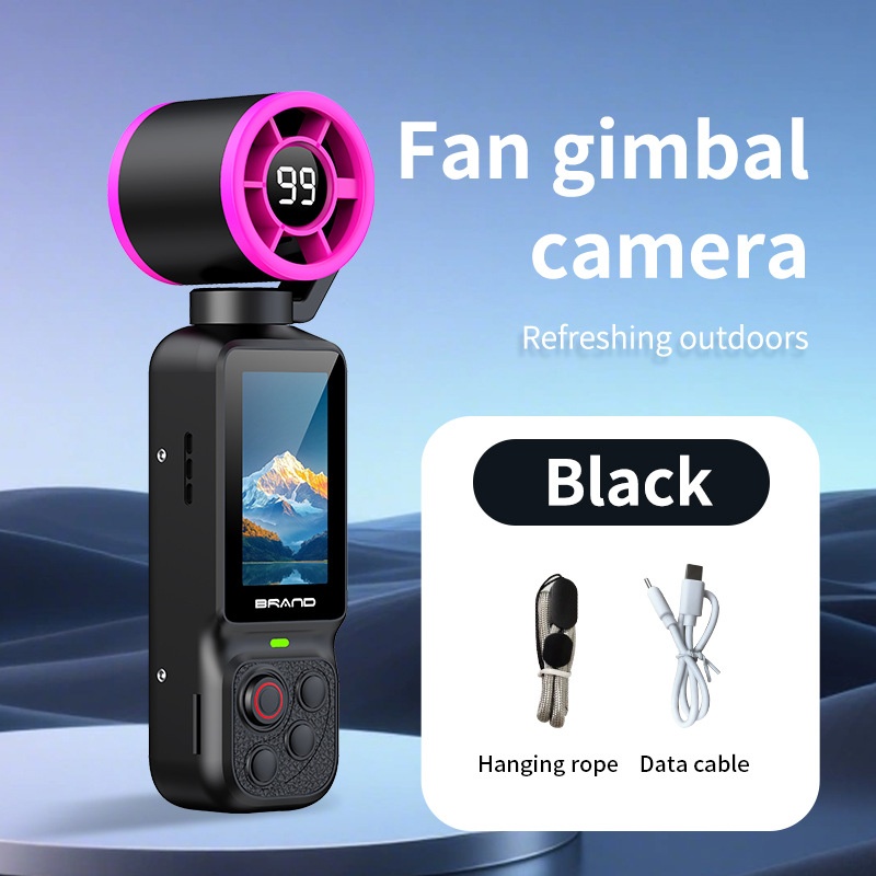 Fan Gimbal Camera 1080P HD Anti-Shake Vlog Action Cam, 180° Rotatable Lens, 2000mAh Battery