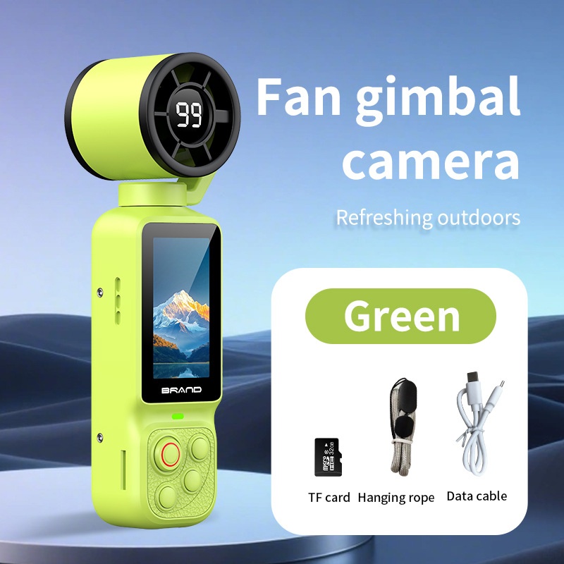 Fan Gimbal Camera 1080P HD Anti-Shake Vlog Action Cam, 180° Rotatable Lens, 2000mAh Battery