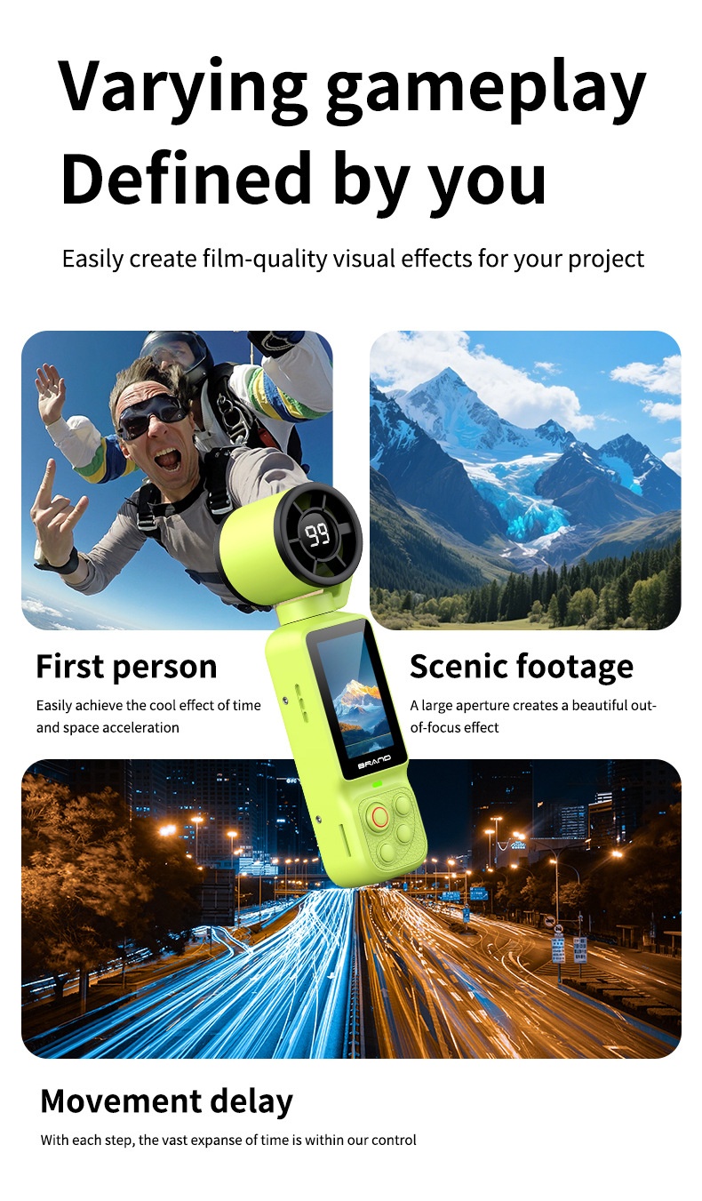 Fan Gimbal Camera 1080P HD Anti-Shake Vlog Action Cam, 180° Rotatable Lens, 2000mAh Battery