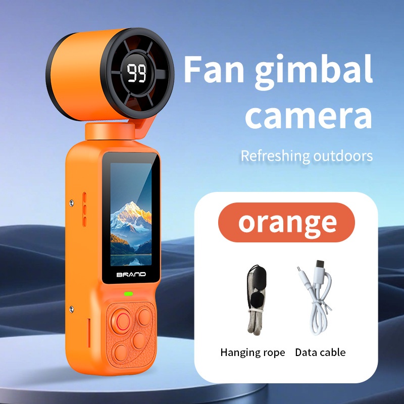 Fan Gimbal Camera 1080P HD Anti-Shake Vlog Action Cam, 180° Rotatable Lens, 2000mAh Battery