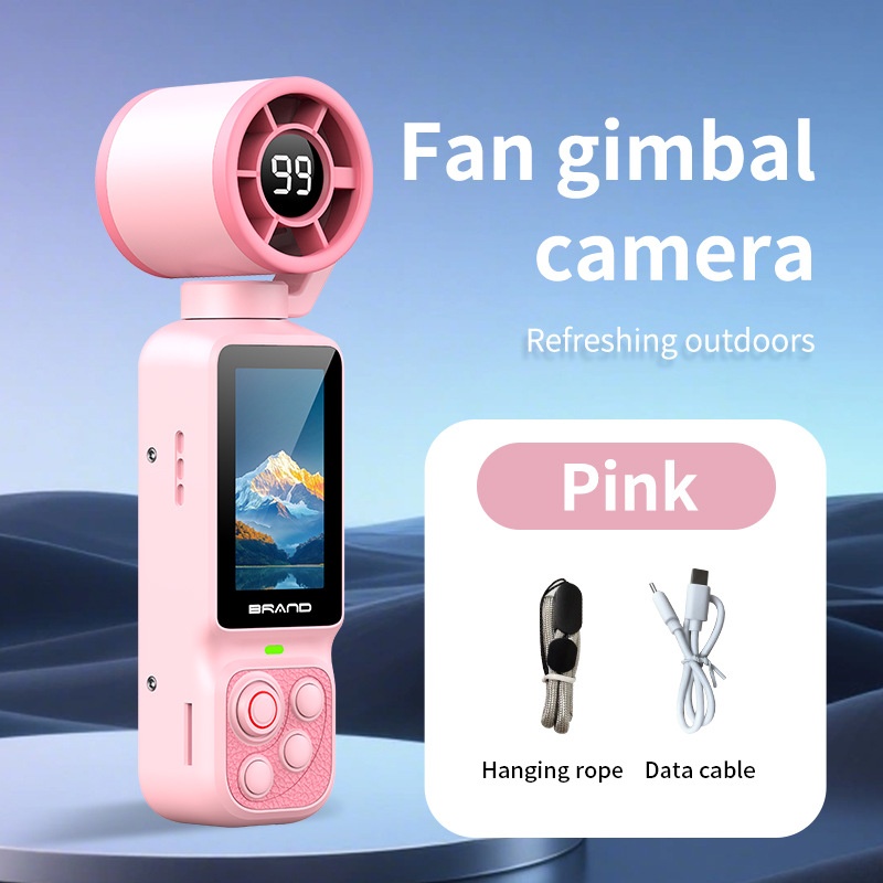 Fan Gimbal Camera 1080P HD Anti-Shake Vlog Action Cam, 180° Rotatable Lens, 2000mAh Battery