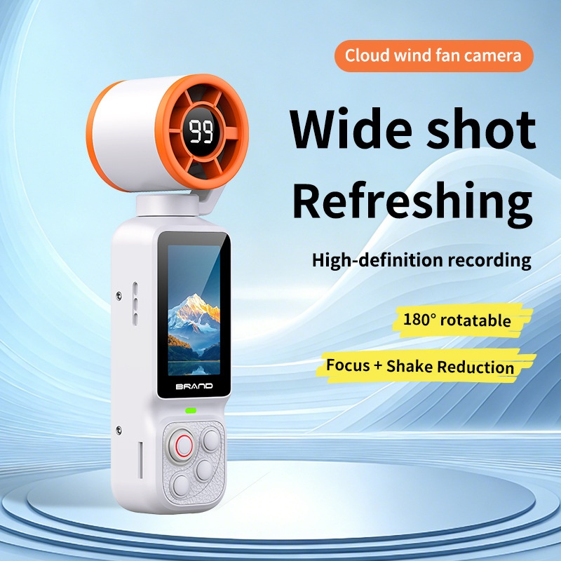 Fan Gimbal Camera 1080P HD Anti-Shake Vlog Action Cam, 180° Rotatable Lens, 2000mAh Battery