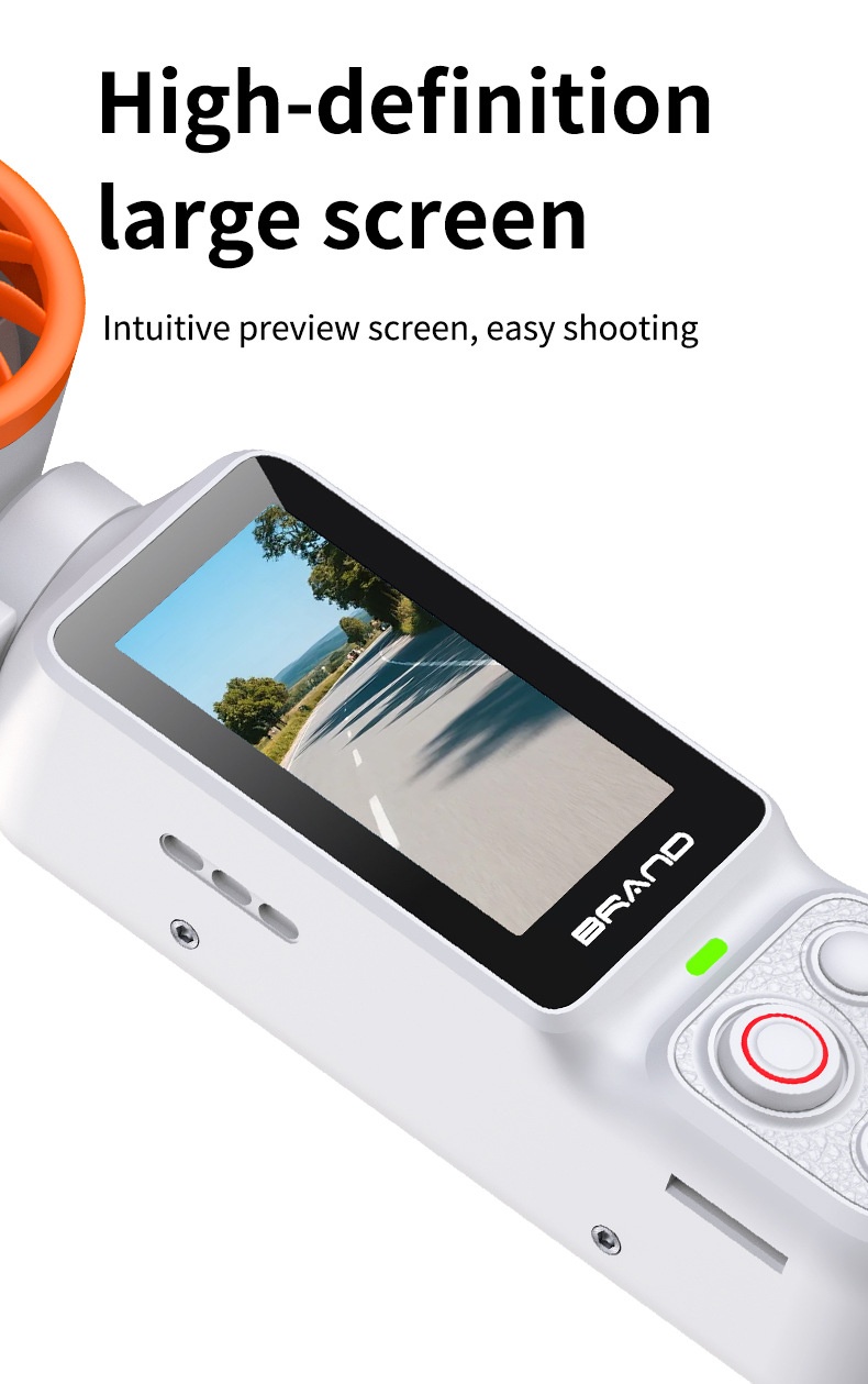 Fan Gimbal Camera 1080P HD Anti-Shake Vlog Action Cam, 180° Rotatable Lens, 2000mAh Battery