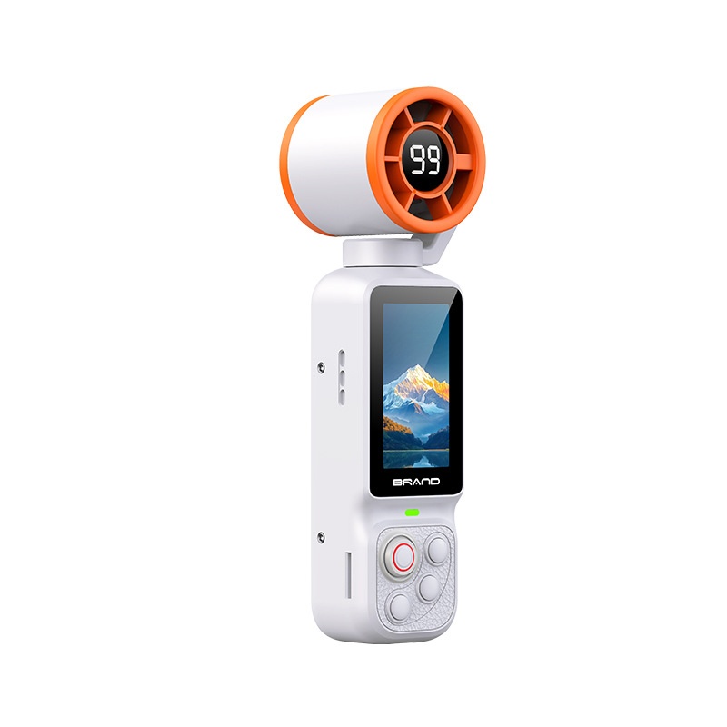 Caméra stabilisée Fan Gimbal 1080P HD anti-tremblement pour vlogs, objectif rotatif à 180°, batterie 2000 mAh