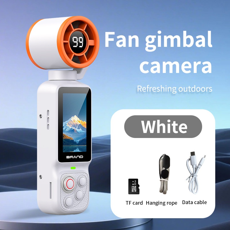 Fan Gimbal Camera 1080P HD Anti-Shake Vlog Action Cam, 180° Rotatable Lens, 2000mAh Battery