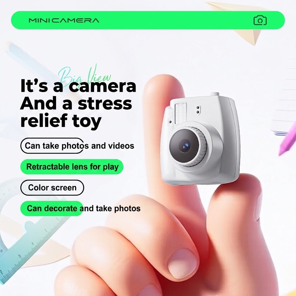 Mini Portable Digital Camera 1080P Video Recorder Keychain, Ultra-Compact Photo Camera, 180mAh Battery