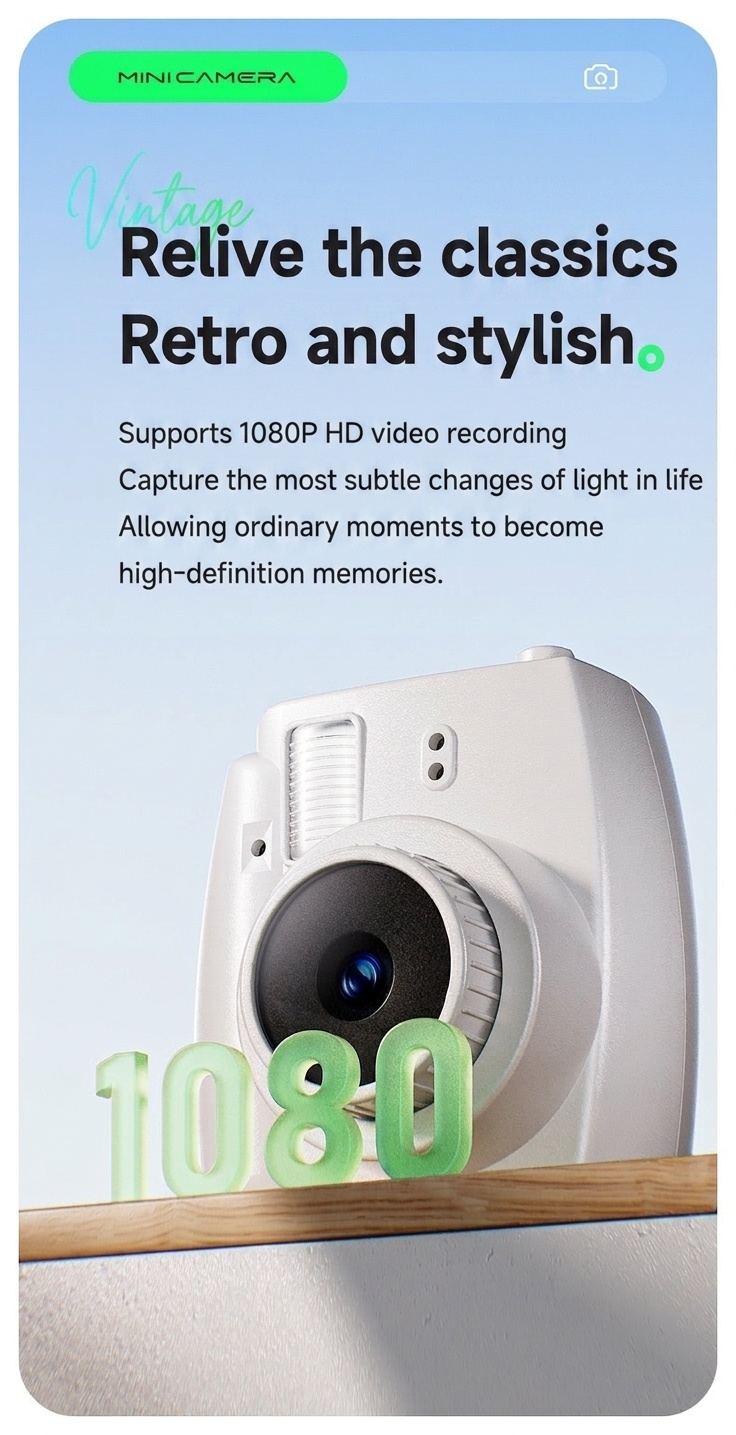 Mini Portable Digital Camera 1080P Video Recorder Keychain, Ultra-Compact Photo Camera, 180mAh Battery