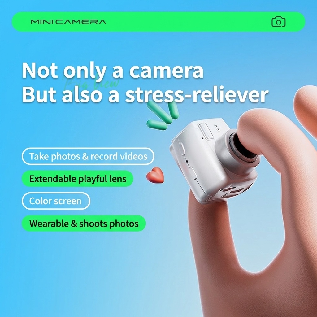 Mini Portable Digital Camera 1080P Video Recorder Keychain, Ultra-Compact Photo Camera, 180mAh Battery