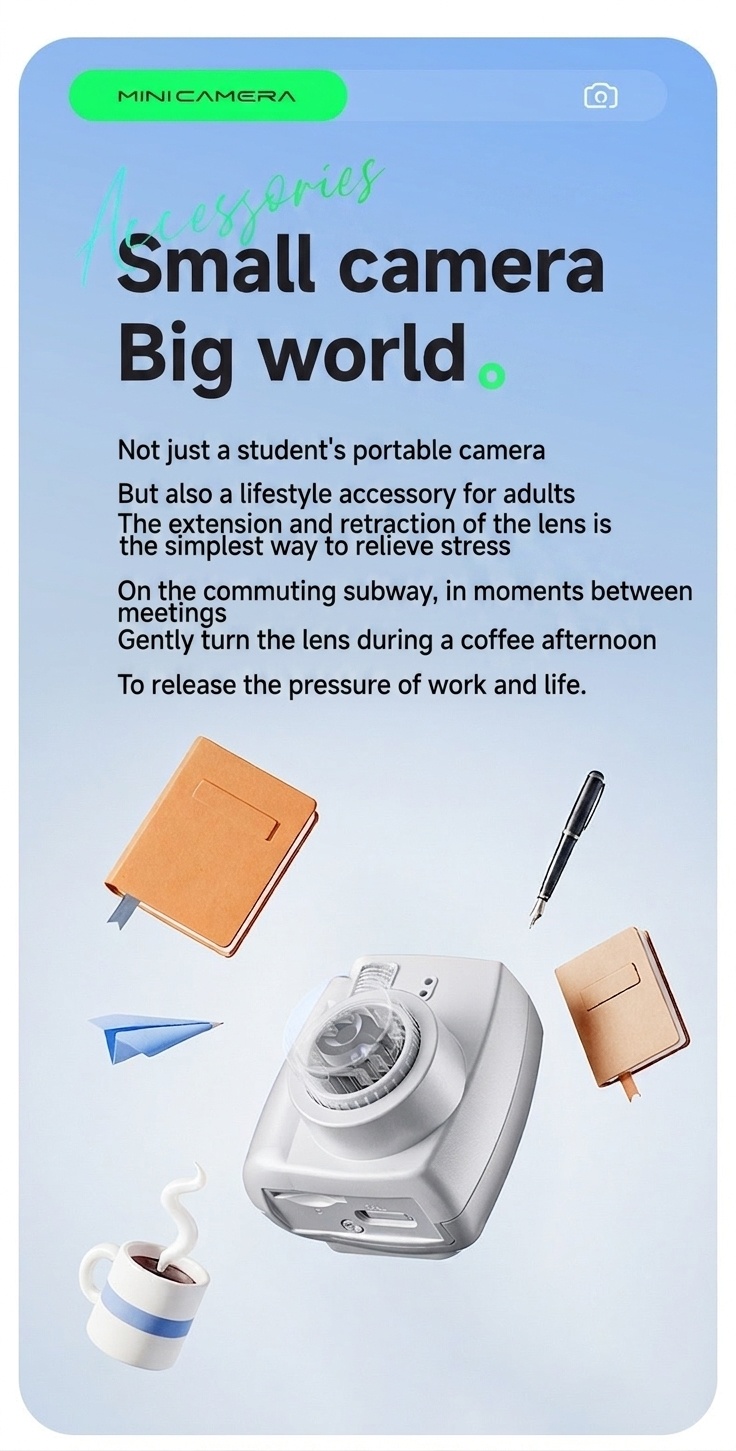 Mini Portable Digital Camera 1080P Video Recorder Keychain, Ultra-Compact Photo Camera, 180mAh Battery