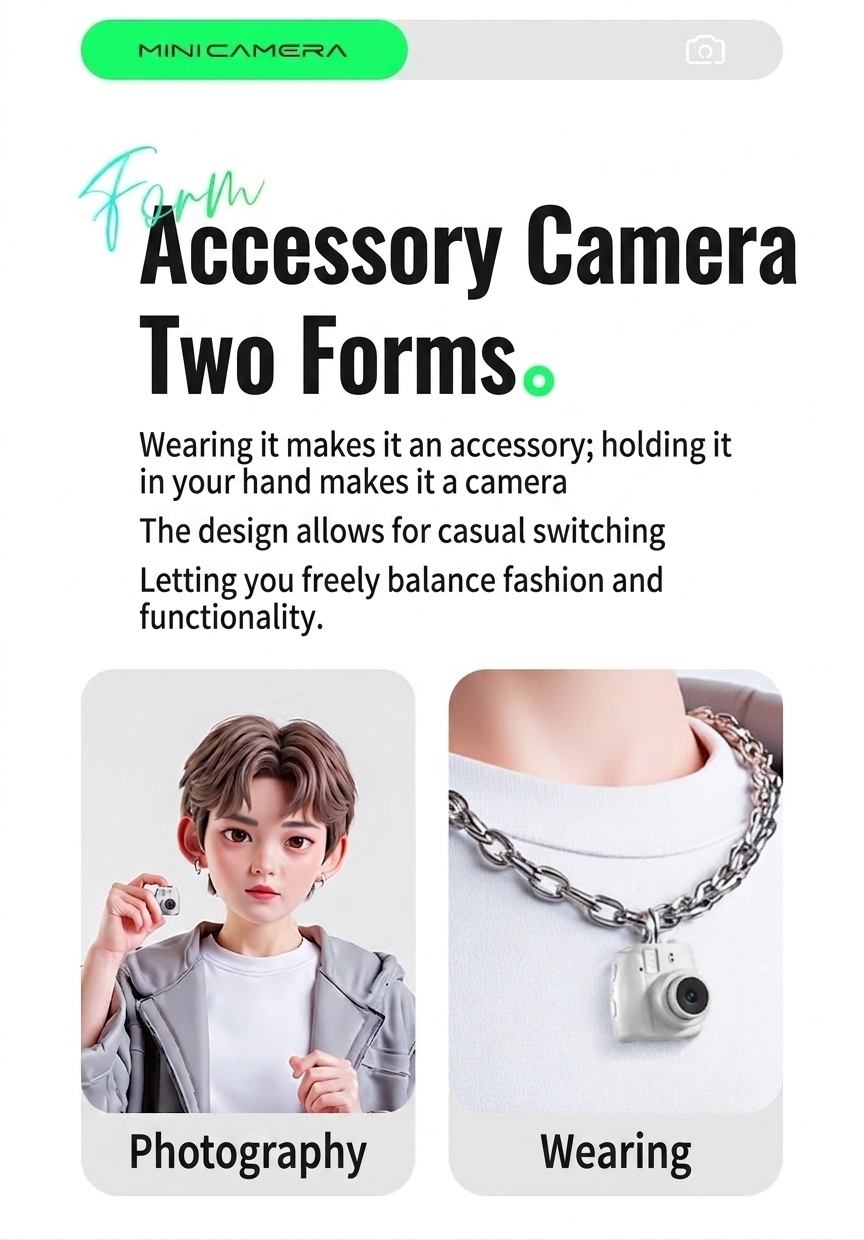 Mini Portable Digital Camera 1080P Video Recorder Keychain, Ultra-Compact Photo Camera, 180mAh Battery