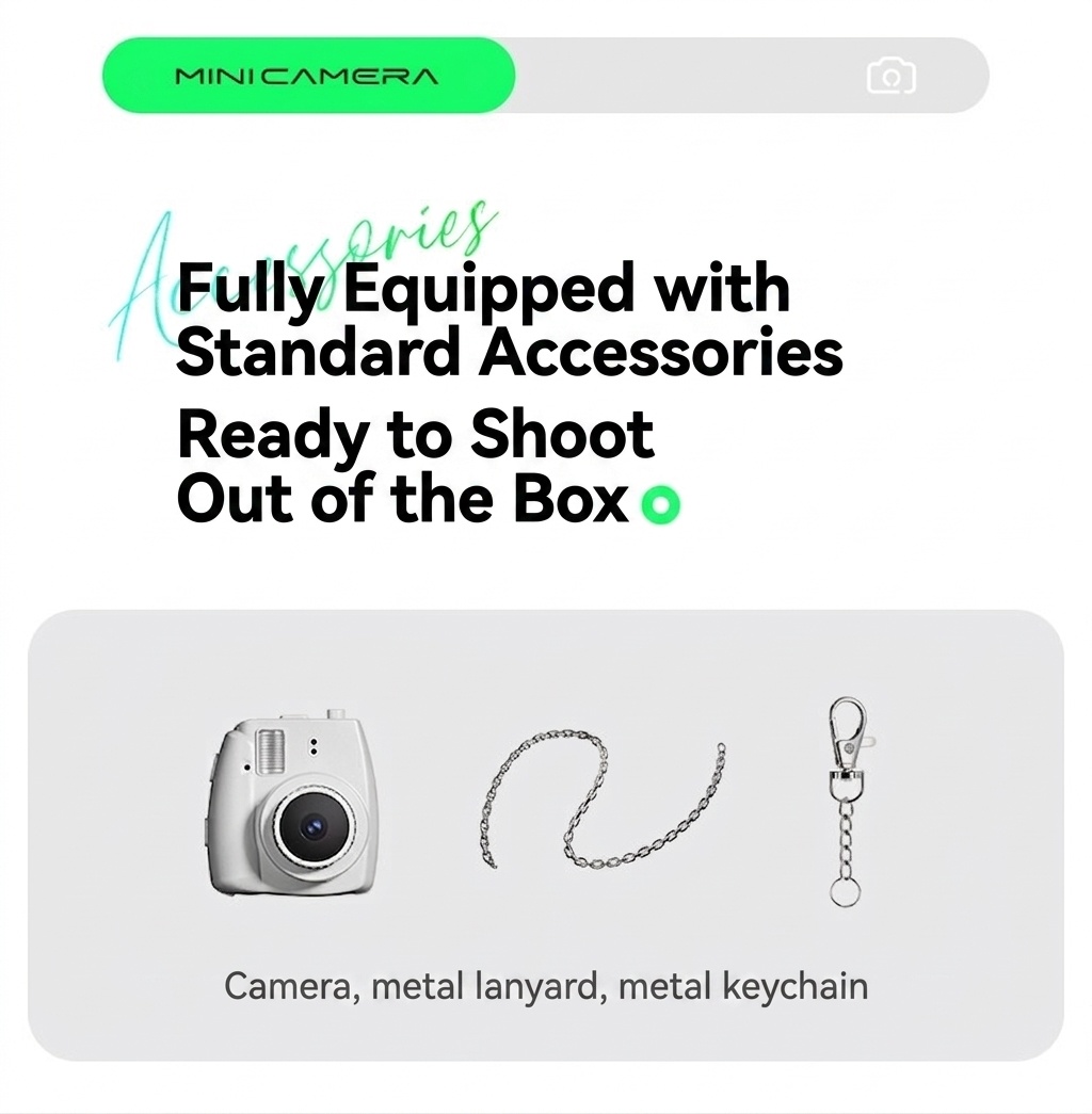 Mini Portable Digital Camera 1080P Video Recorder Keychain, Ultra-Compact Photo Camera, 180mAh Battery