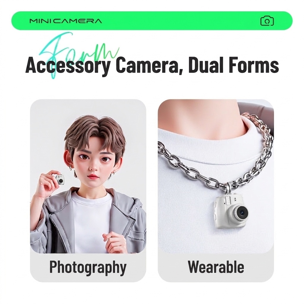 Mini Portable Digital Camera 1080P Video Recorder Keychain, Ultra-Compact Photo Camera, 180mAh Battery