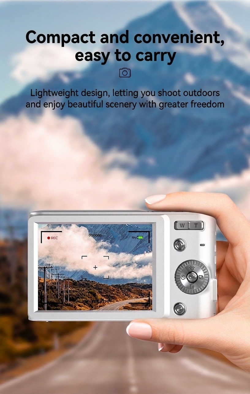 50-Megapixel-Digitalkamera mit 4K-Videofunktion, 16-fachem Zoom, 2,8-Zoll-HD-Bildschirm und 120 Minuten Akkulaufzeit