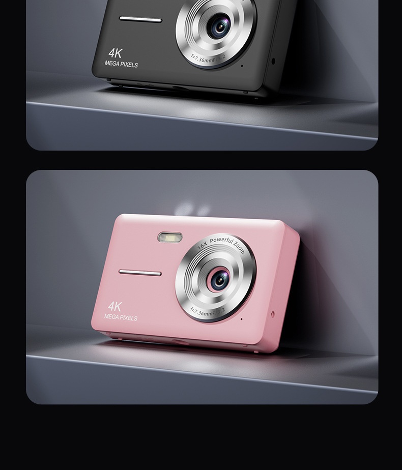 4K Digital Campus Camera 48MP, 16X Digital Zoom, Built-in Flash, Type-C Charging, Extended Battery Life