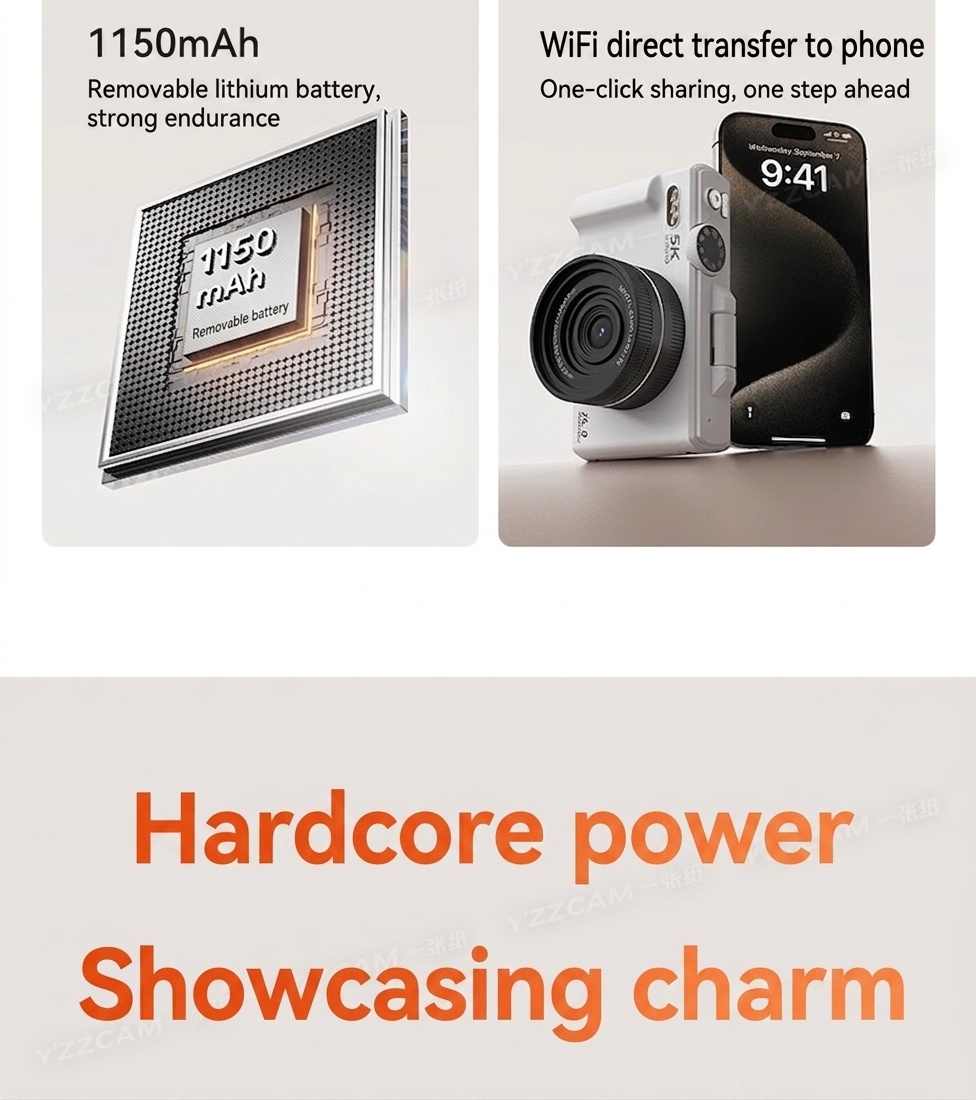 5K Digital Camera 75MP with 3-Inch 180° Flip Screen, WiFi Sharing, 18x Zoom, Smart Beauty Mode, 1150mAh Battery