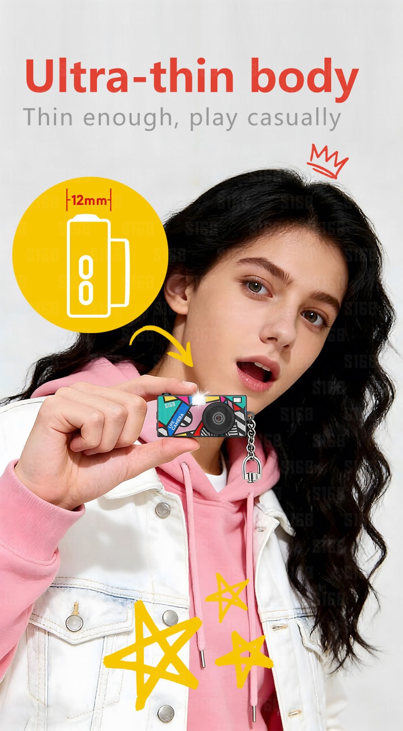 S168 Life Camera 2K Ultra-Thin Mini Digital Camera Keychain, 48MP Photos, 1.47-Inch IPS Color Screen