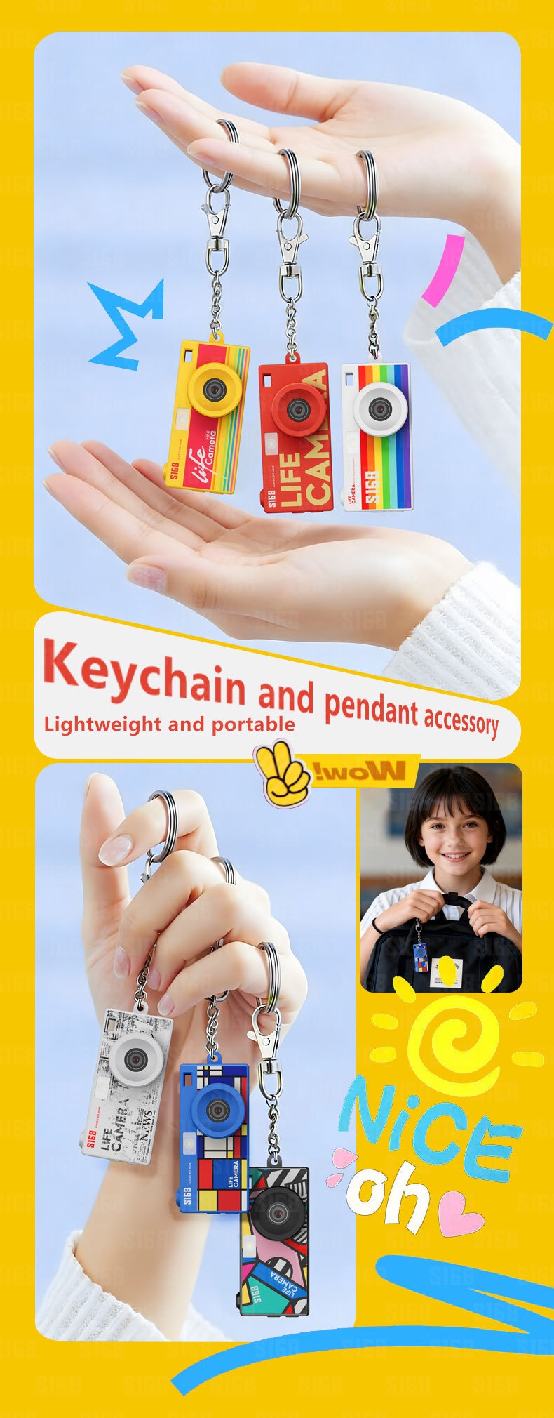 S168 Life Camera 2K Ultra-Thin Mini Digital Camera Keychain, 48MP Photos, 1.47-Inch IPS Color Screen