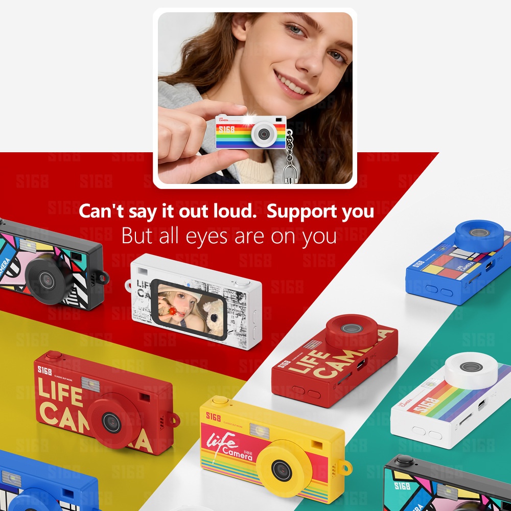 S168 Life Camera 2K Ultra-Thin Mini Digital Camera Keychain, 48MP Photos, 1.47-Inch IPS Color Screen