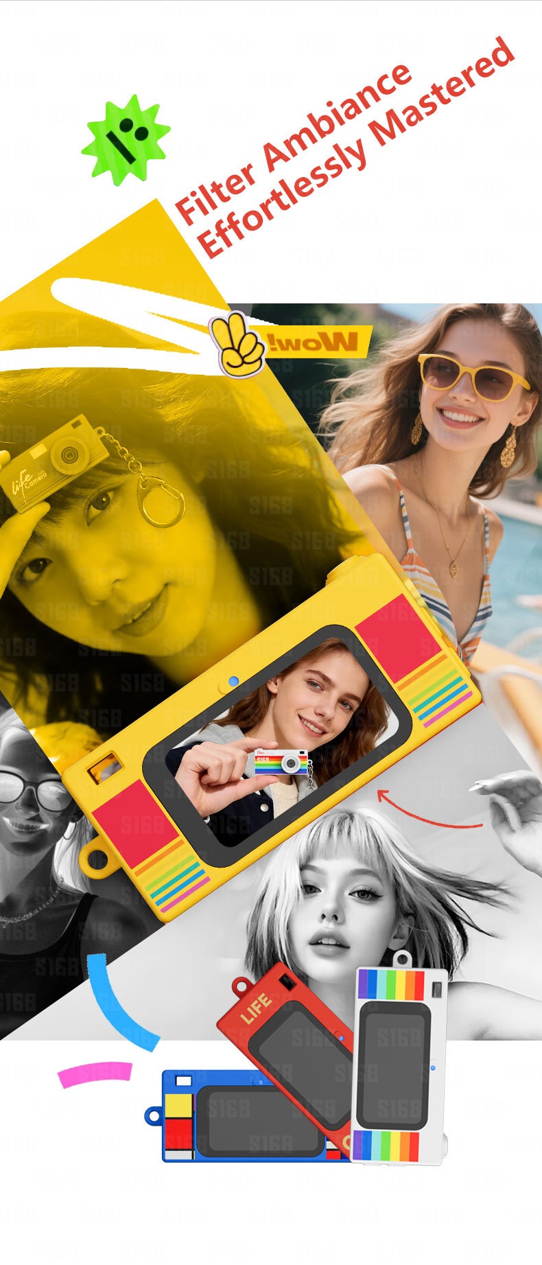S168 Life Camera 2K Ultra-Thin Mini Digital Camera Keychain, 48MP Photos, 1.47-Inch IPS Color Screen