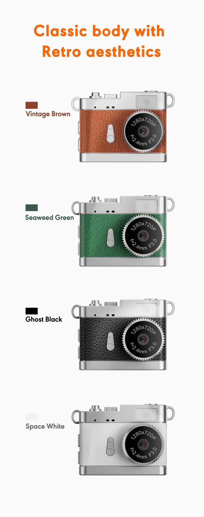 Retro Mini Digital Camera 4K HD Portable Vlogging Cam, 64MP Sensor, 16X Zoom, AF Autofocus, OTG Transmission