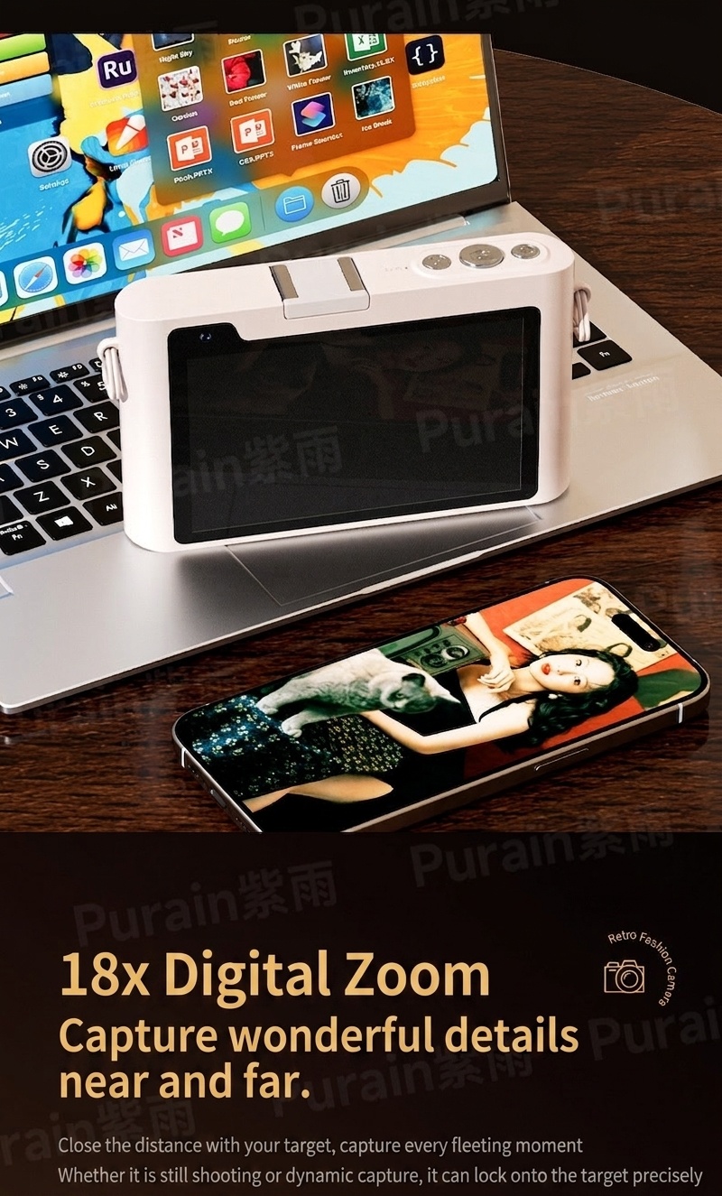 Retro Digital Camera 72MP 5K Video Point and Shoot, WiFi Sharing, 18X Digital Zoom, 4-Inch Touch Screen