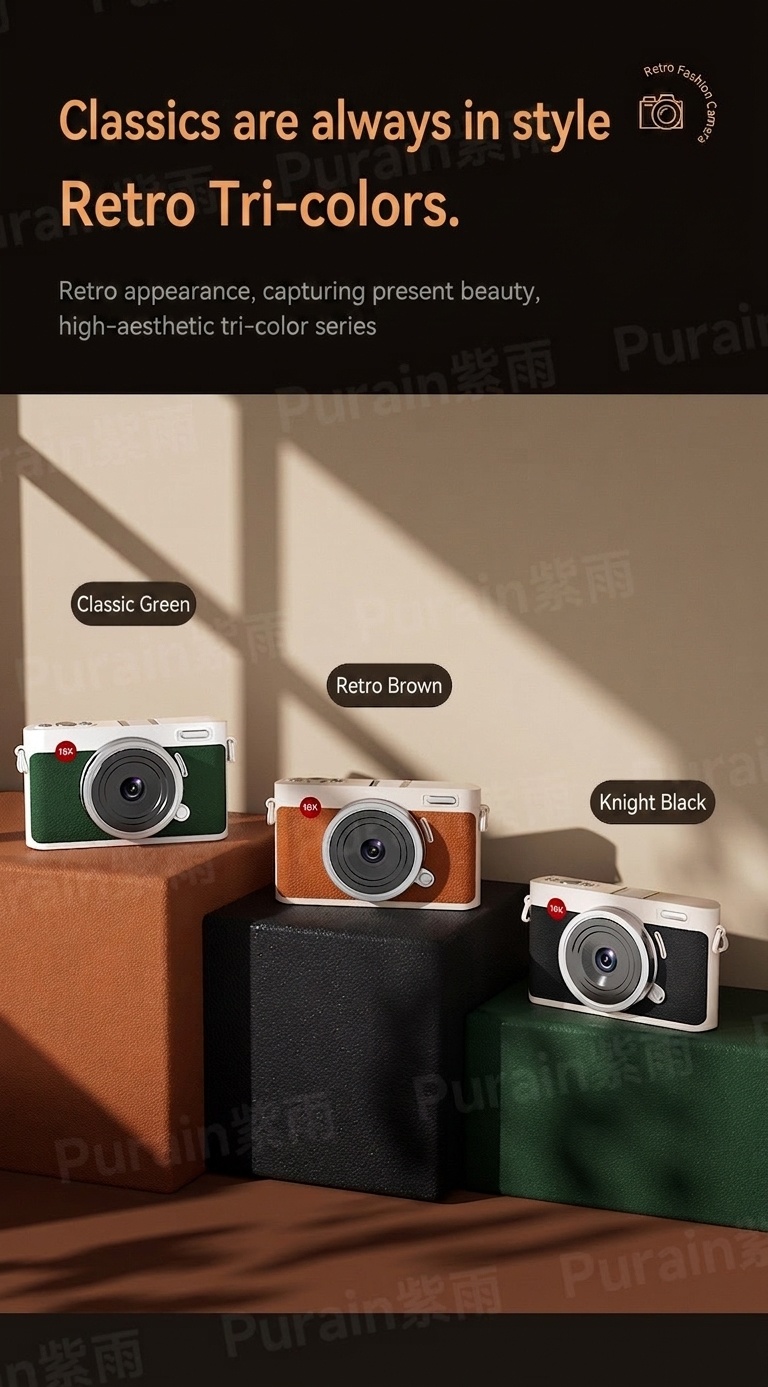 Retro Digital Camera 72MP 5K Video Point and Shoot, WiFi Sharing, 18X Digital Zoom, 4-Inch Touch Screen