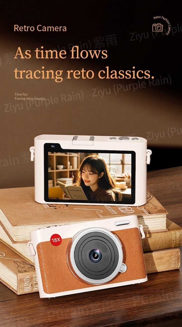 Retro Digital Camera 72MP 5K Video Point and Shoot, WiFi Sharing, 18X Digital Zoom, 4-Inch Touch Screen