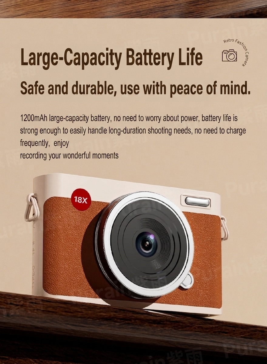 Retro Digital Camera 72MP 5K Video Point and Shoot, WiFi Sharing, 18X Digital Zoom, 4-Inch Touch Screen