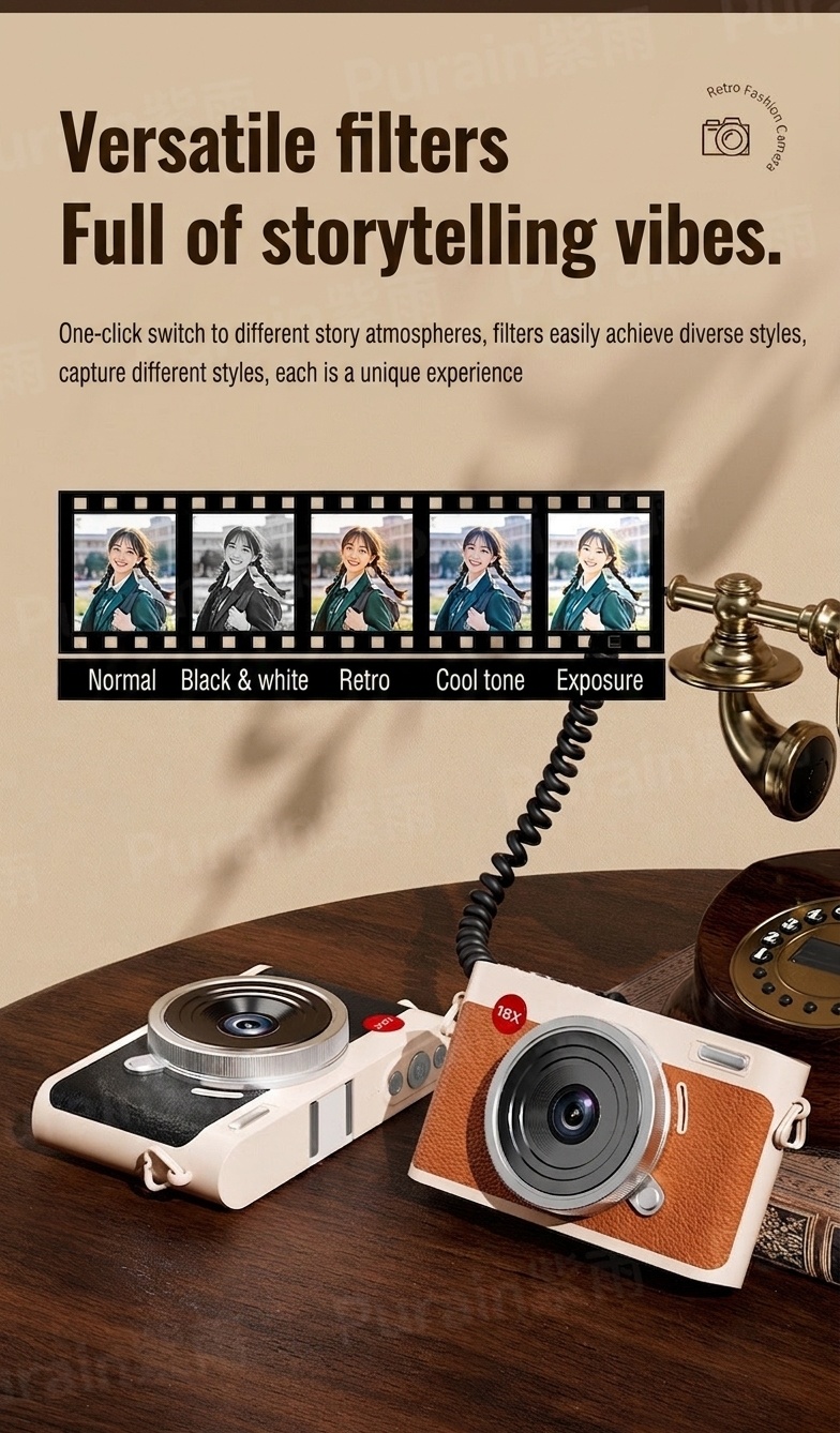 Retro Digital Camera 72MP 5K Video Point and Shoot, WiFi Sharing, 18X Digital Zoom, 4-Inch Touch Screen
