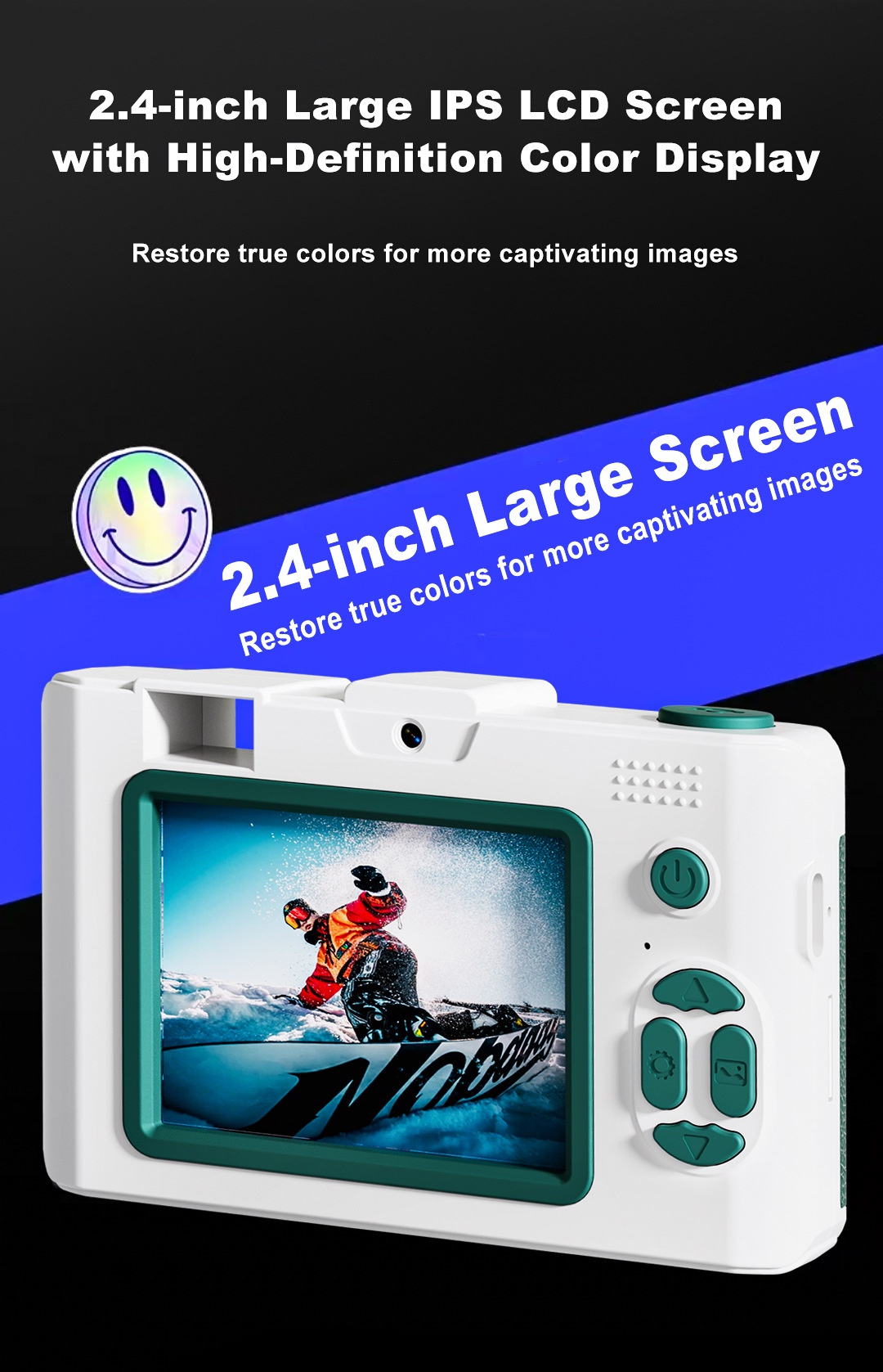 50MP 4K Digital Camera with 16x Digital Zoom, Wi-Fi Transfer, 2.4-Inch IPS Screen, MP3 Playback, 800mAh Battery