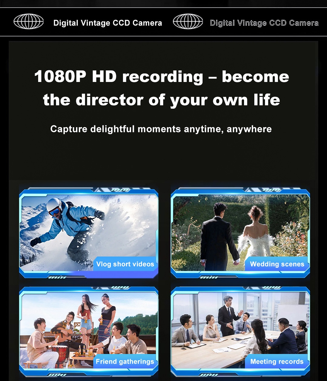 50MP 4K Digital Camera with 16x Digital Zoom, Wi-Fi Transfer, 2.4-Inch IPS Screen, MP3 Playback, 800mAh Battery
