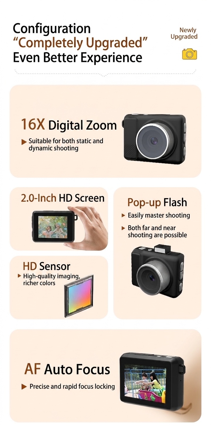Y4000+ Sports Camera 4K HD Action Cam, 16X Digital Zoom, 500W Pixels, AF Precise Focus, 800mAh Battery