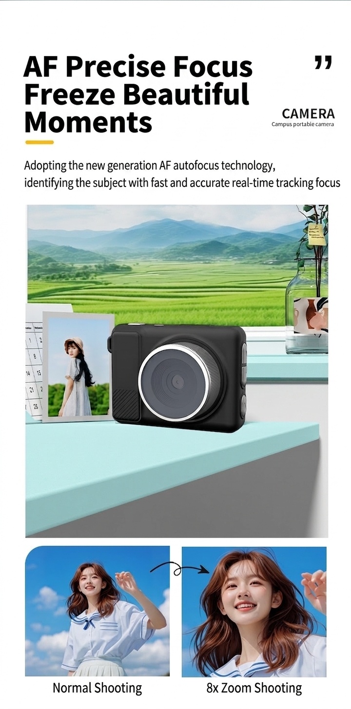 Y4000+ Sports Camera 4K HD Action Cam, 16X Digital Zoom, 500W Pixels, AF Precise Focus, 800mAh Battery