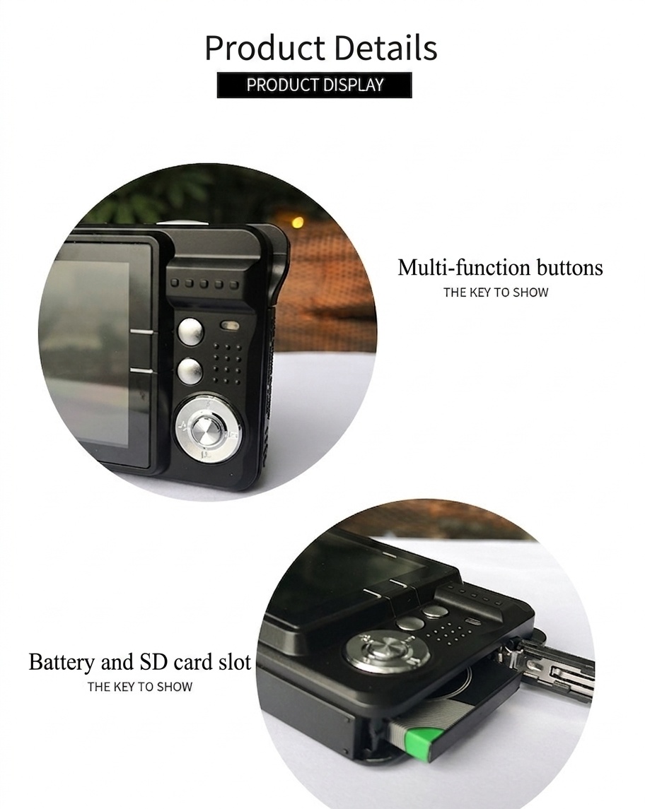 Compact Digital Camera 48MP Point and Shoot, 8X Digital Zoom, 2.7-Inch TFT Screen, Anti-Shake Technology