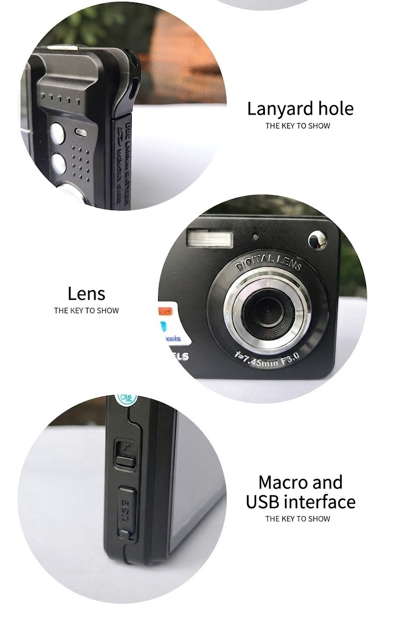 Compact Digital Camera 48MP Point and Shoot, 8X Digital Zoom, 2.7-Inch TFT Screen, Anti-Shake Technology
