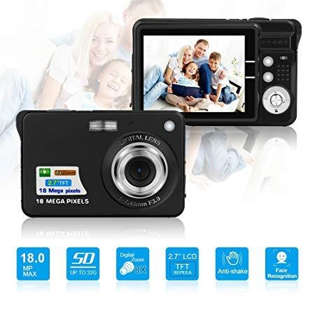 Compact Digital Camera 48MP Point and Shoot, 8X Digital Zoom, 2.7-Inch TFT Screen, Anti-Shake Technology