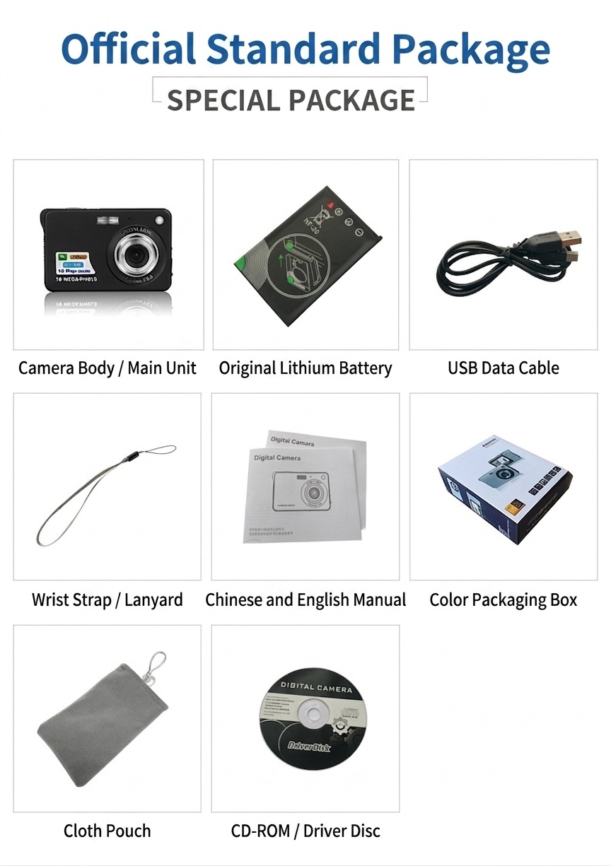 Compact Digital Camera 48MP Point and Shoot, 8X Digital Zoom, 2.7-Inch TFT Screen, Anti-Shake Technology