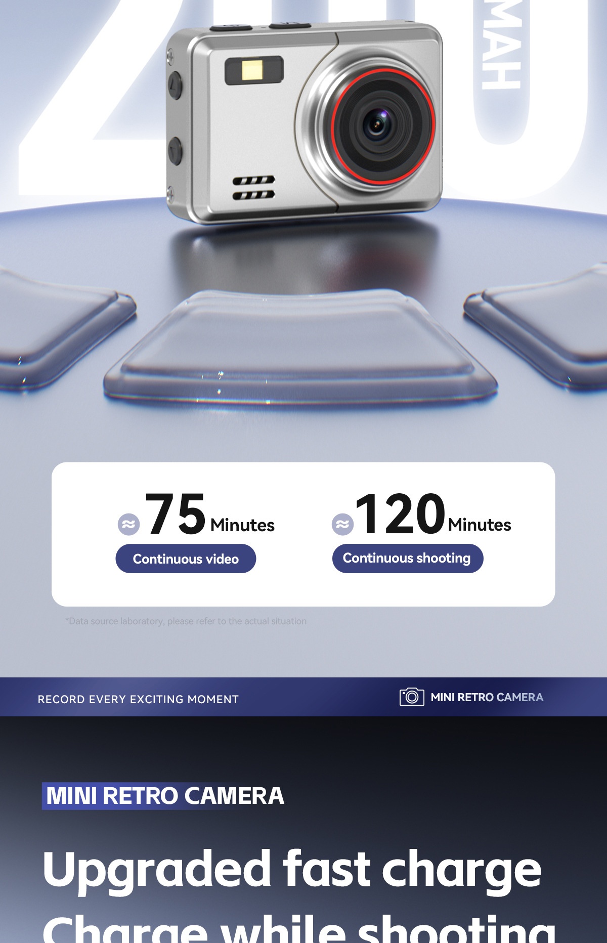 Mini caméra rétro HD 1080p, caméscope numérique portable en alliage de zinc, photos 2 MP, filtres intégrés