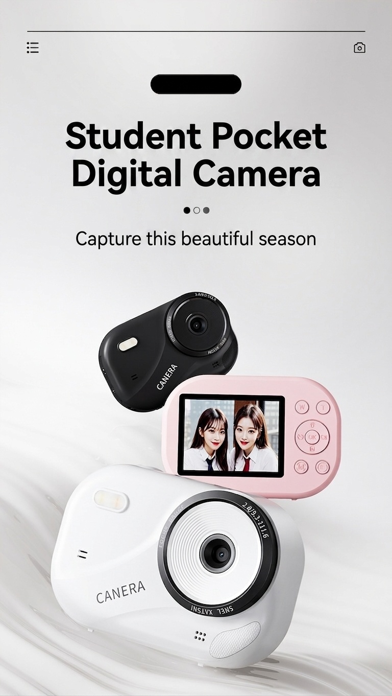 48MP 4K Digital Camera with 16X Digital Zoom, Auto-Focus, Built-in MP3 Player, Anti-Shake, 1200mAh Battery