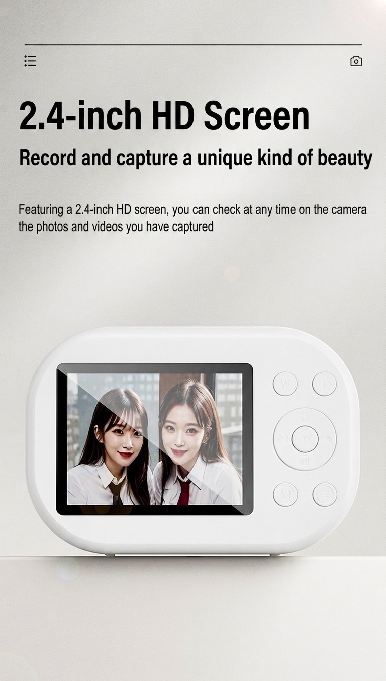 48MP 4K Digital Camera with 16X Digital Zoom, Auto-Focus, Built-in MP3 Player, Anti-Shake, 1200mAh Battery