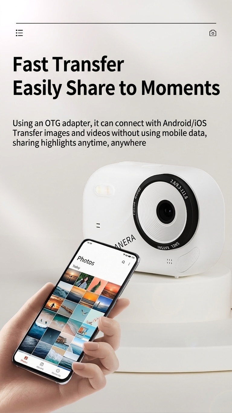 48MP 4K Digital Camera with 16X Digital Zoom, Auto-Focus, Built-in MP3 Player, Anti-Shake, 1200mAh Battery