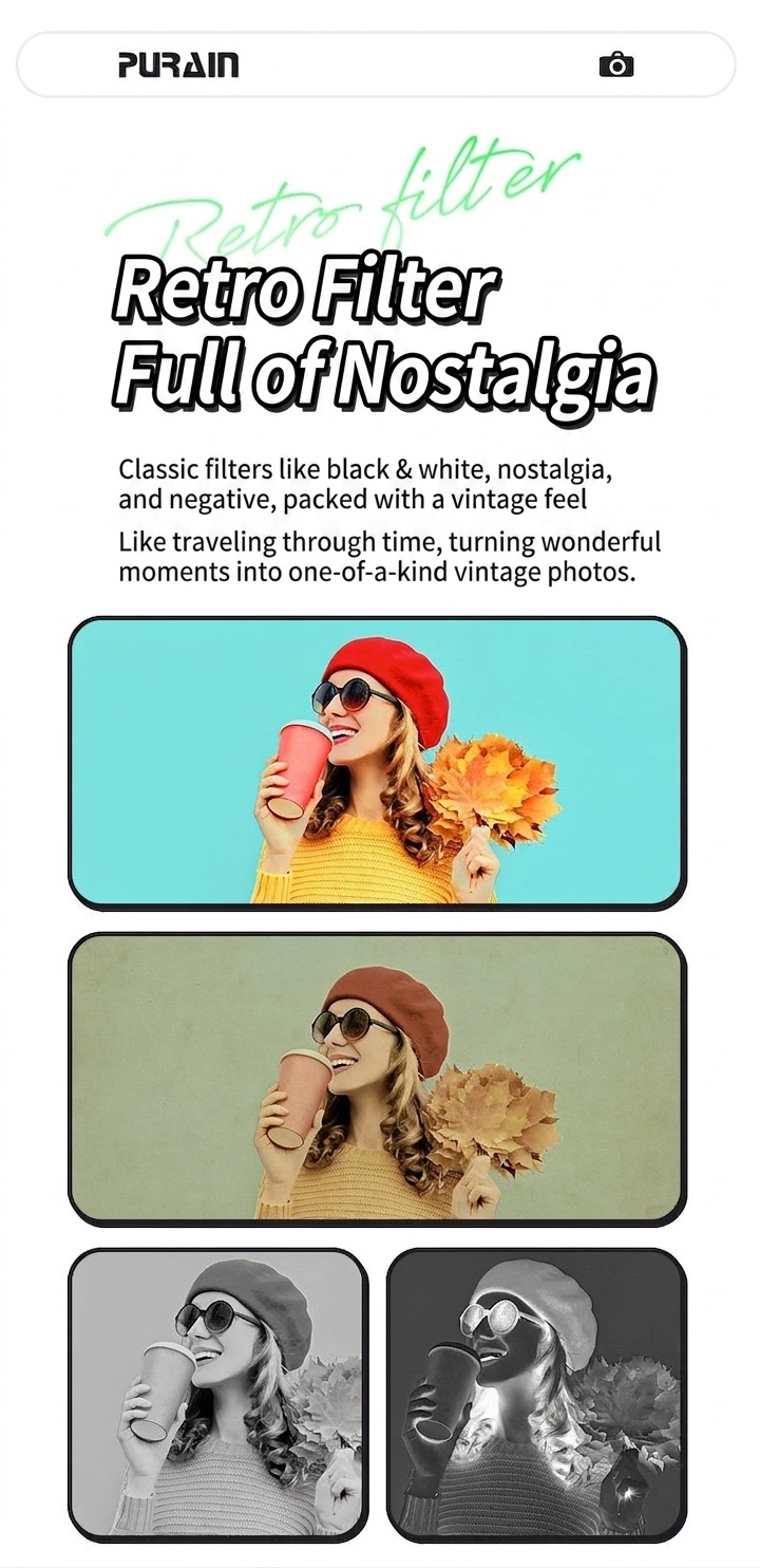 Purain Mini Portable 1080P HD Camera, 8MP Photos, 0.96-Inch Display, 180mAh Battery, Micro SD Support