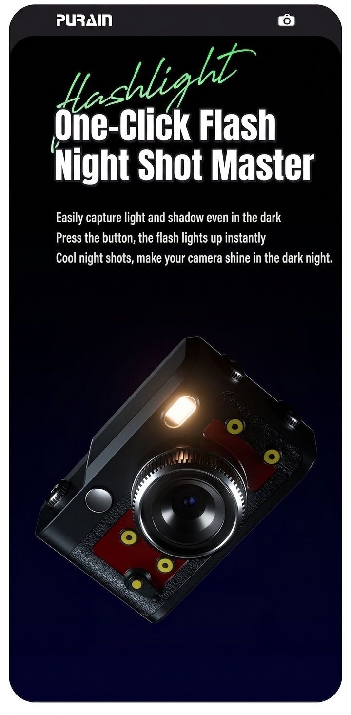 Purain Mini Portable 1080P HD Camera, 8MP Photos, 0.96-Inch Display, 180mAh Battery, Micro SD Support
