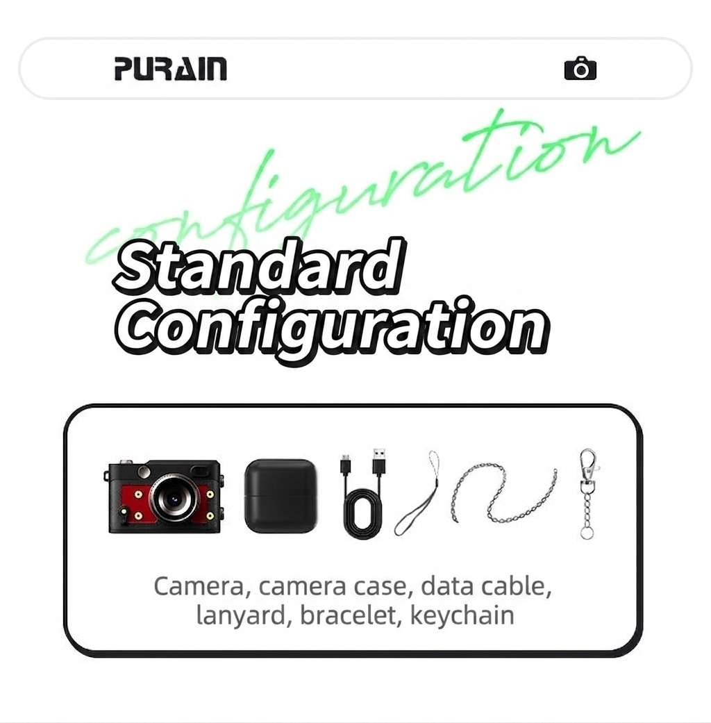 Purain Mini Portable 1080P HD Camera, 8MP Photos, 0.96-Inch Display, 180mAh Battery, Micro SD Support