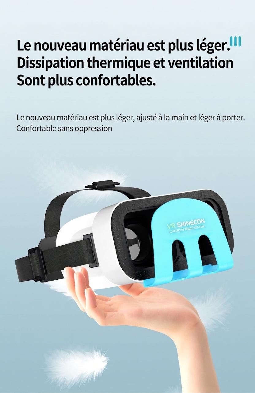Casque de réalité virtuelle Shinecon G11 avec lentilles HD et champ de vision de 110° pour Switch et téléviseurs OLED #19030002