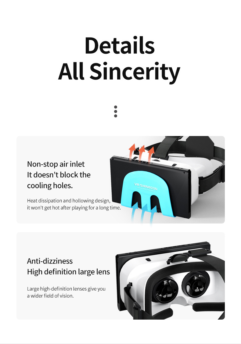 Shinecon G11 VR Headset 110° FOV HD Lenses for Switch & OLED TV #19030002