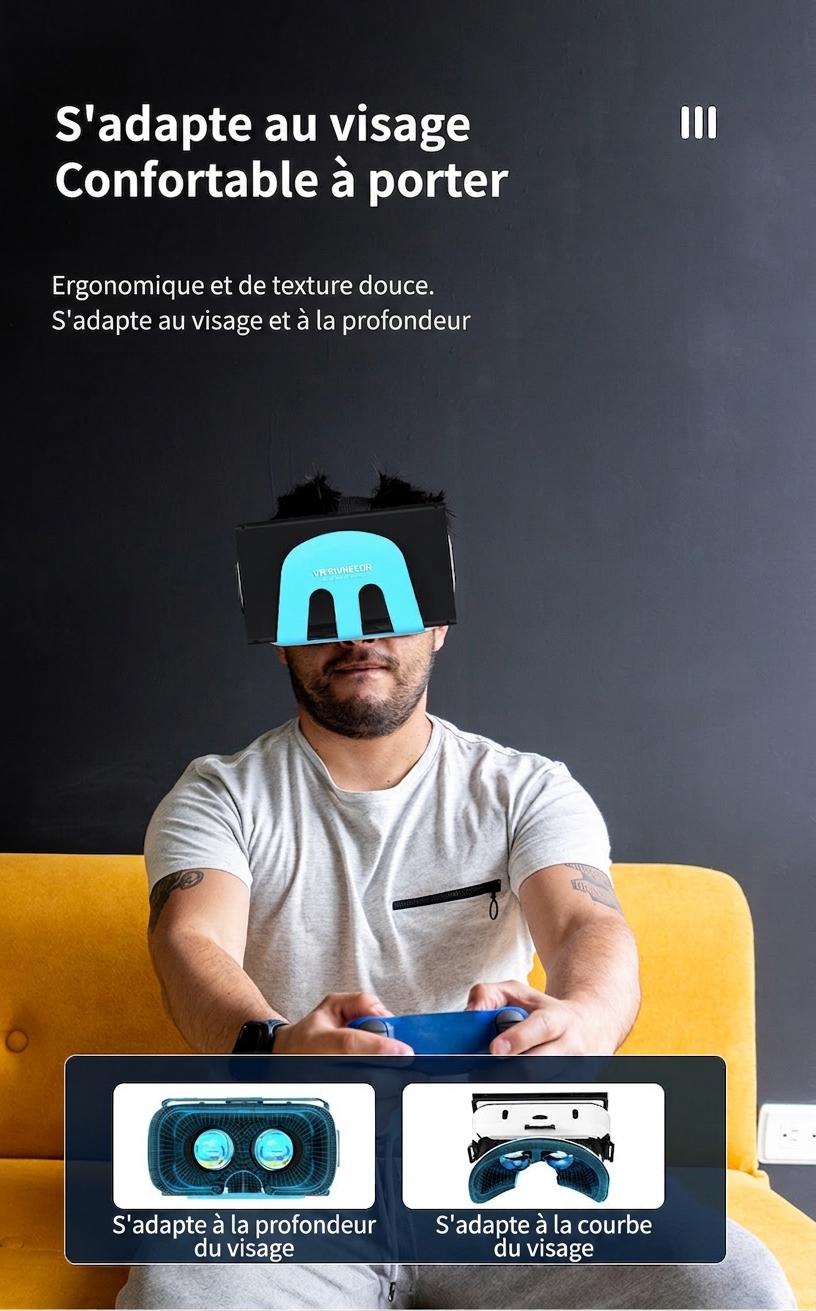 Casque de réalité virtuelle Shinecon G11 avec lentilles HD et champ de vision de 110° pour Switch et téléviseurs OLED #19030002