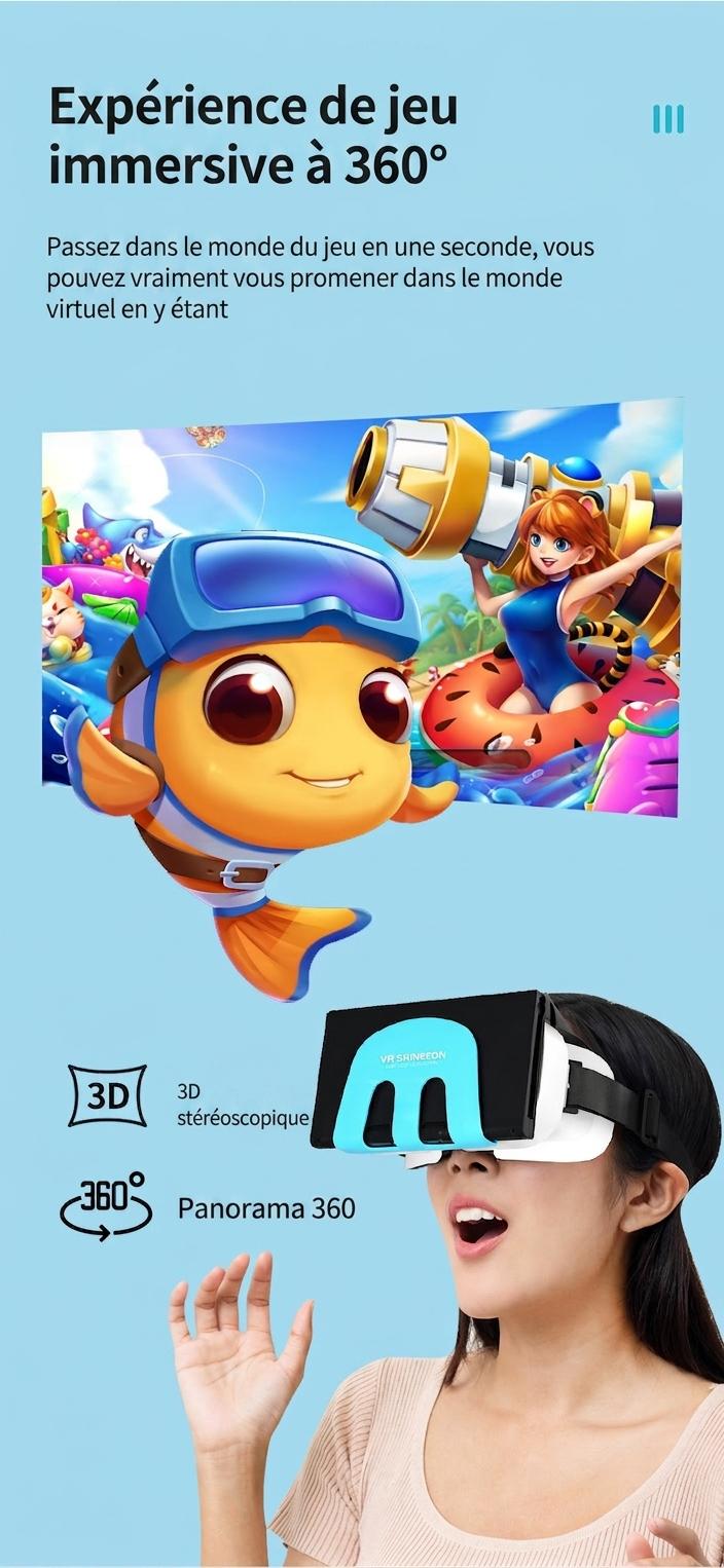 Casque de réalité virtuelle Shinecon G11 avec lentilles HD et champ de vision de 110° pour Switch et téléviseurs OLED #19030002