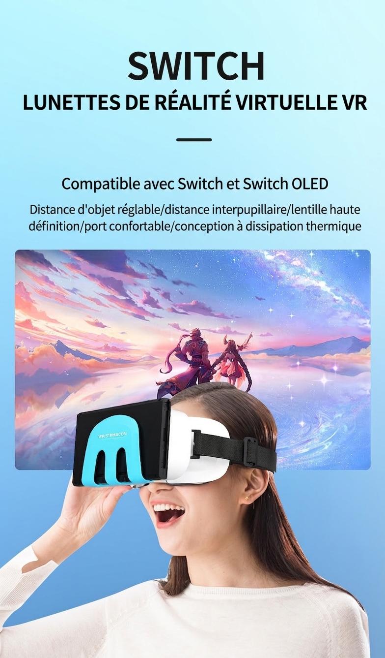 Casque de réalité virtuelle Shinecon G11 avec lentilles HD et champ de vision de 110° pour Switch et téléviseurs OLED #19030002