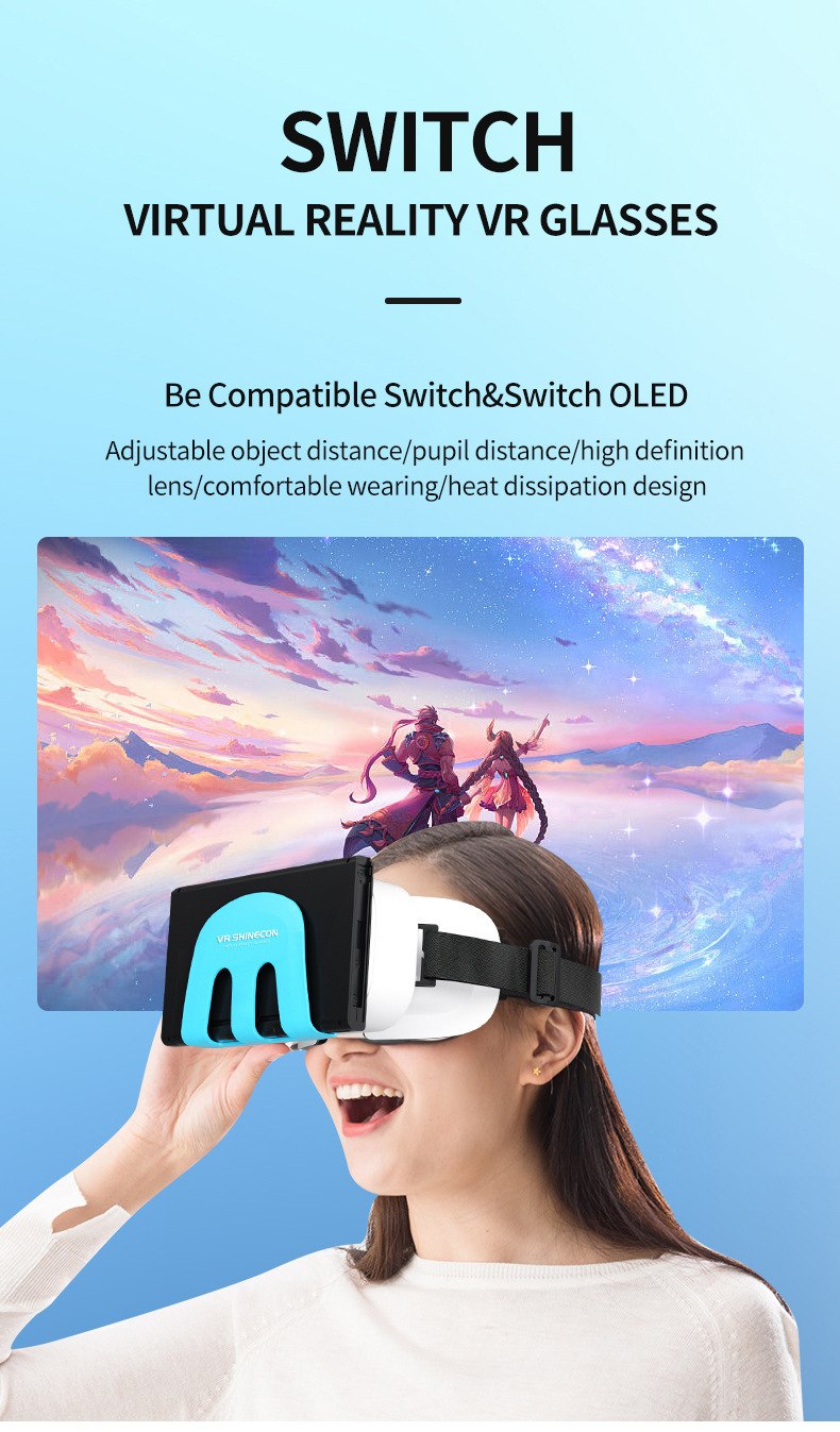 Shinecon G11 VR Headset 110° FOV HD Lenses for Switch & OLED TV #19030002